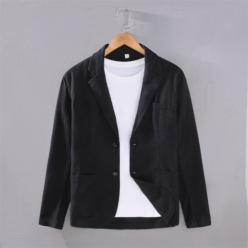 Casual Solid Color Ramie Suit Jacket