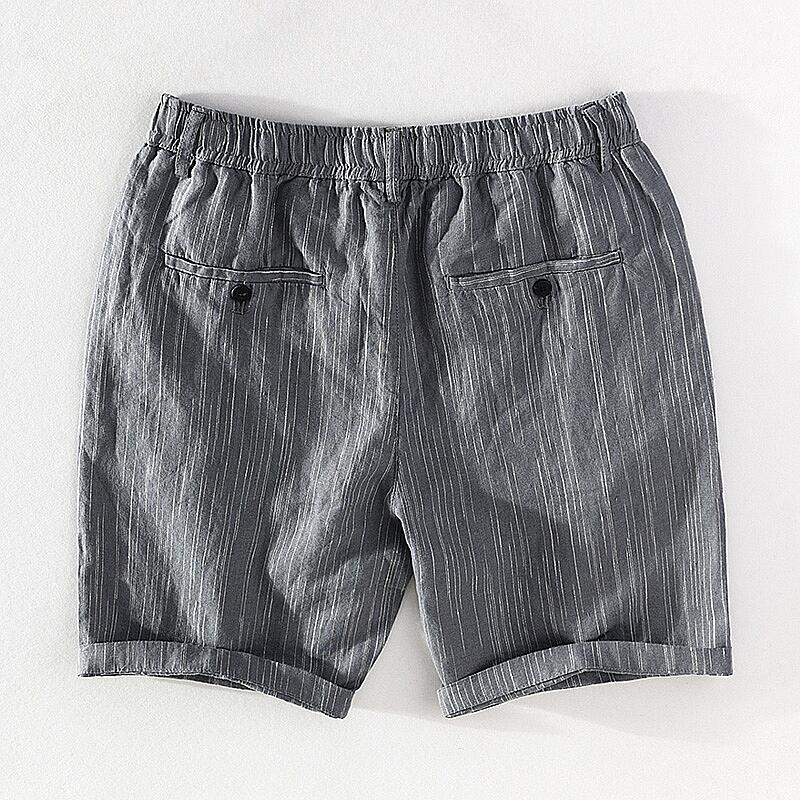 Men's Striped Drawstring Elastic Waist Casual Shorts